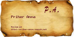 Priher Anna névjegykártya